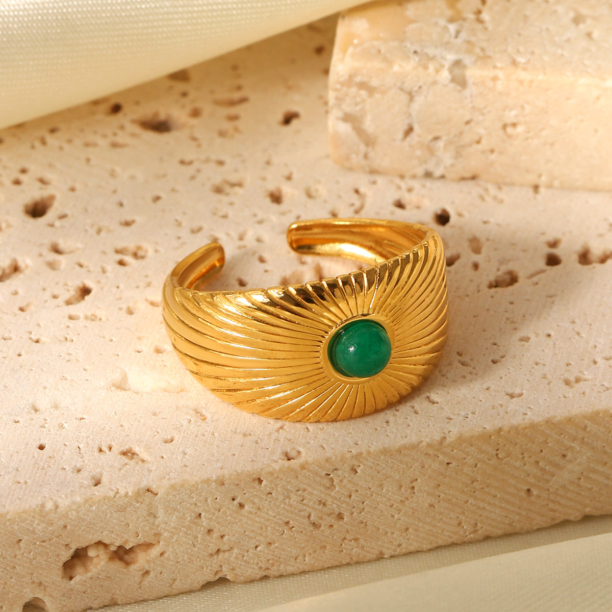 Anello Aperto da Donna in Acciaio Inossidabile Testurizzato con Motivo Geometrico, Stile Palazzo Francese Vintage, Resistente allo Sbiadimento