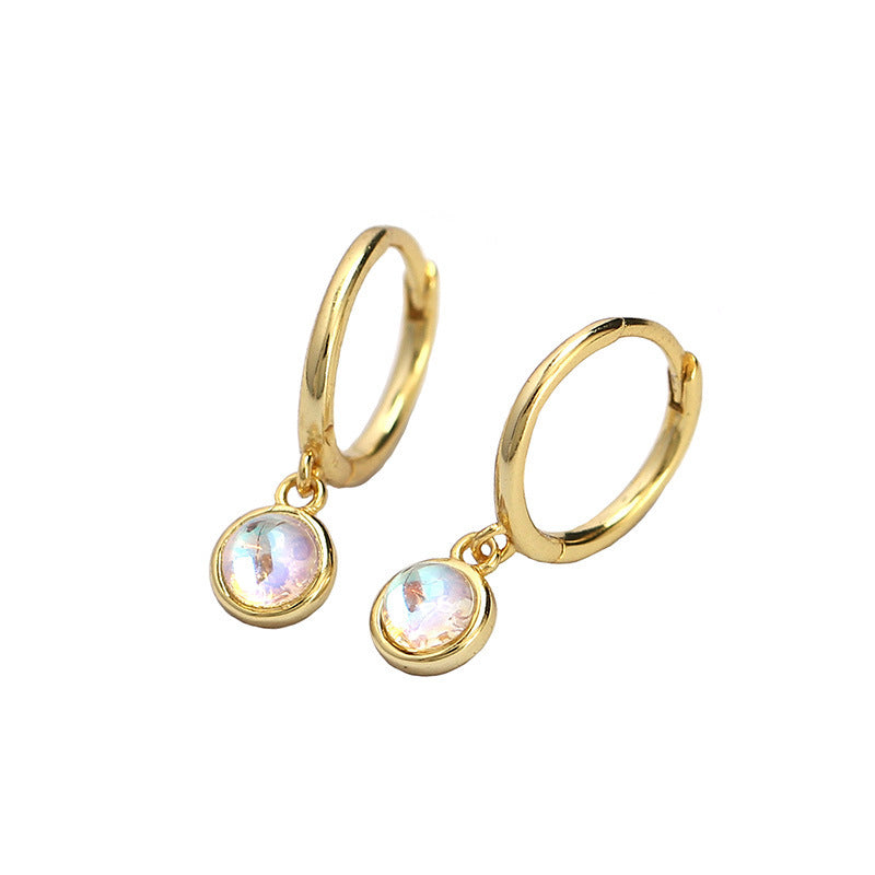 Orecchini pendenti da donna geometrici e minimalisti in argento sterling S925 con pietra di luna sintetica, agata e turchese