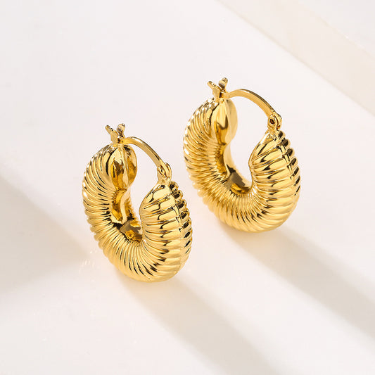 Orecchini a Cerchio Geometrici Color Rame in Stile Vintage con Placcatura in Vero Oro da Donna