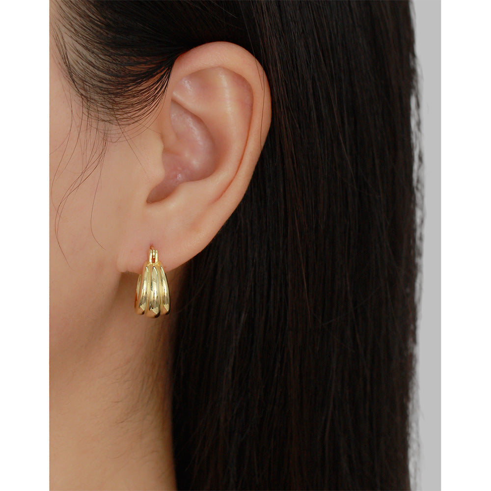 Orecchini a Cerchio da Donna in Argento Sterling S925, Minimalisti e Geometrici Lucidi
