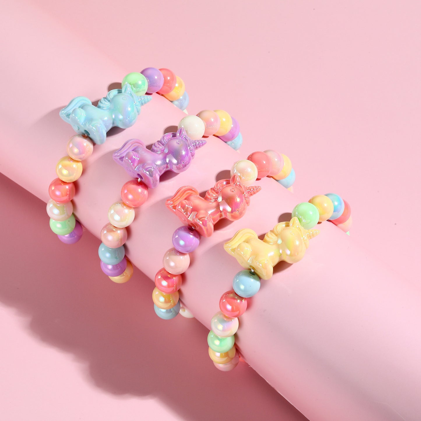 Cartoon Unicorn Acrylic Children's Bracelet in Pastel Glow Colors for Girls Aged 3 to 10 Years