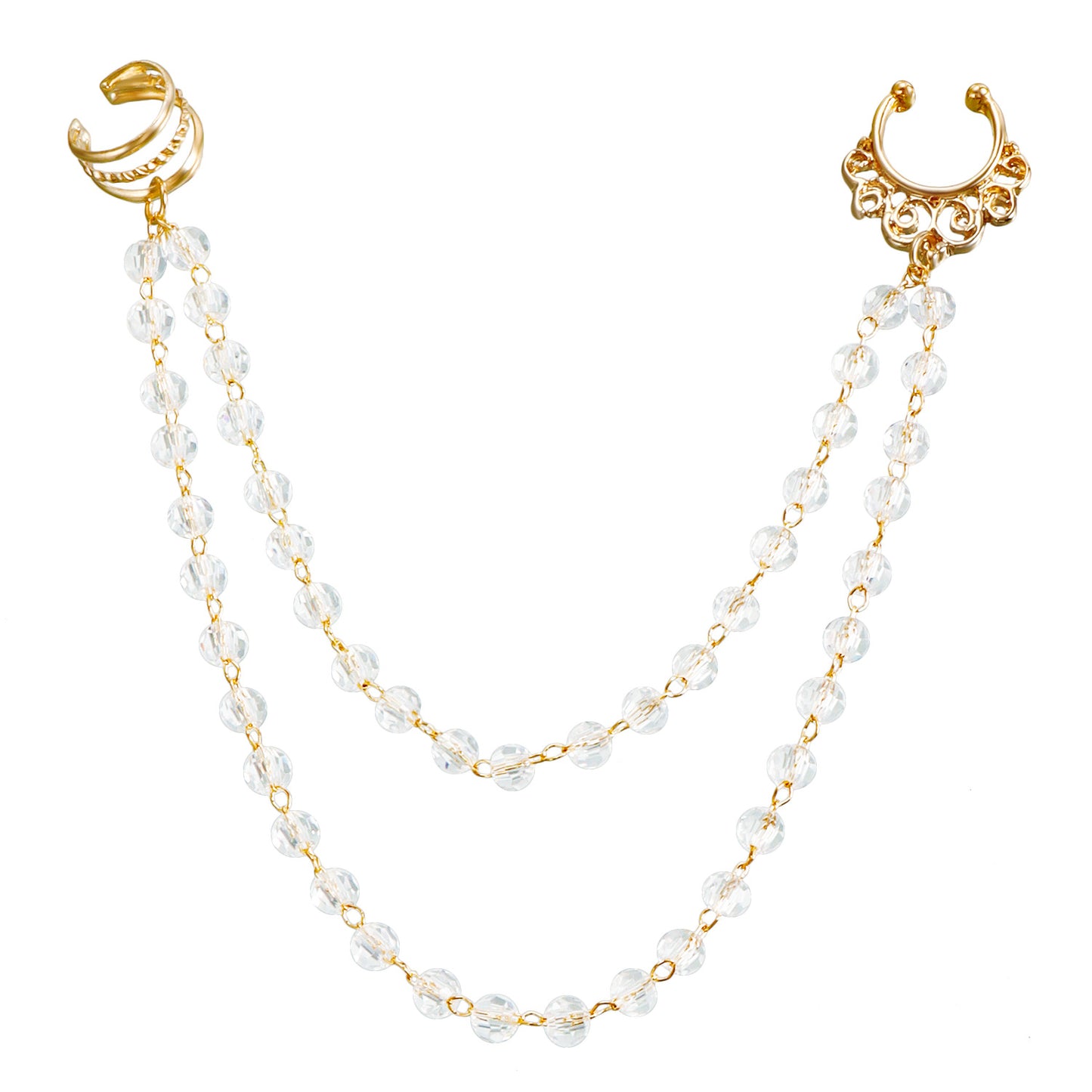 Ethnic Geometric Plated Alloy Nose Ring with Crystal Inlay for Unisex