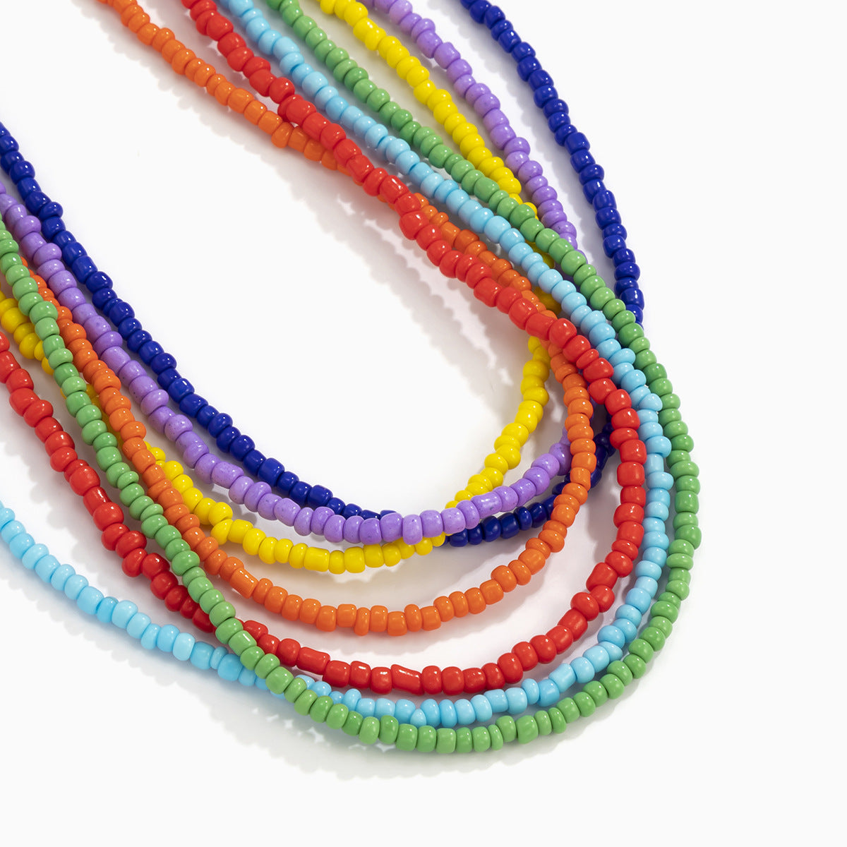 Juego de collar con cuentas Miyu trenzadas de colores arcoíris bohemio vintage con cuentas redondas geométricas para mujer