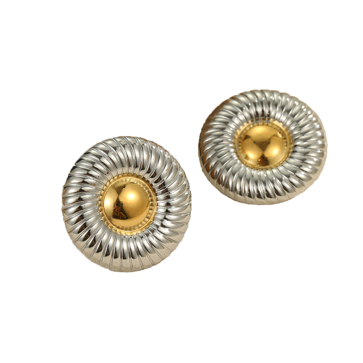 Pendientes de Acero Inoxidable Circulares Geométricos con Baño de Oro y Plata para Mujer de Moda para la Oficina