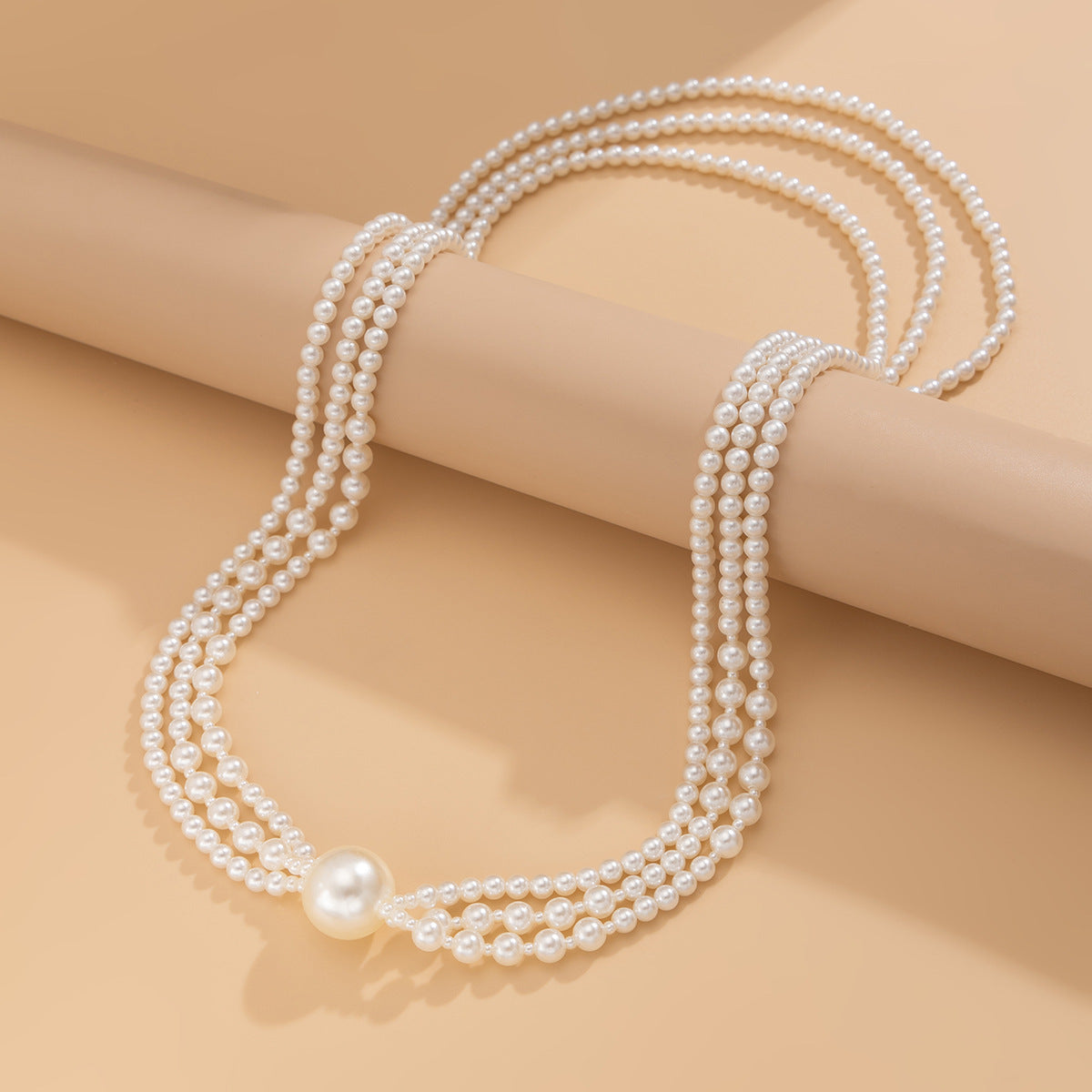 Collana da donna esagerata in stile barocco con perle, design geometrico, perline multistrato e finitura artigianale