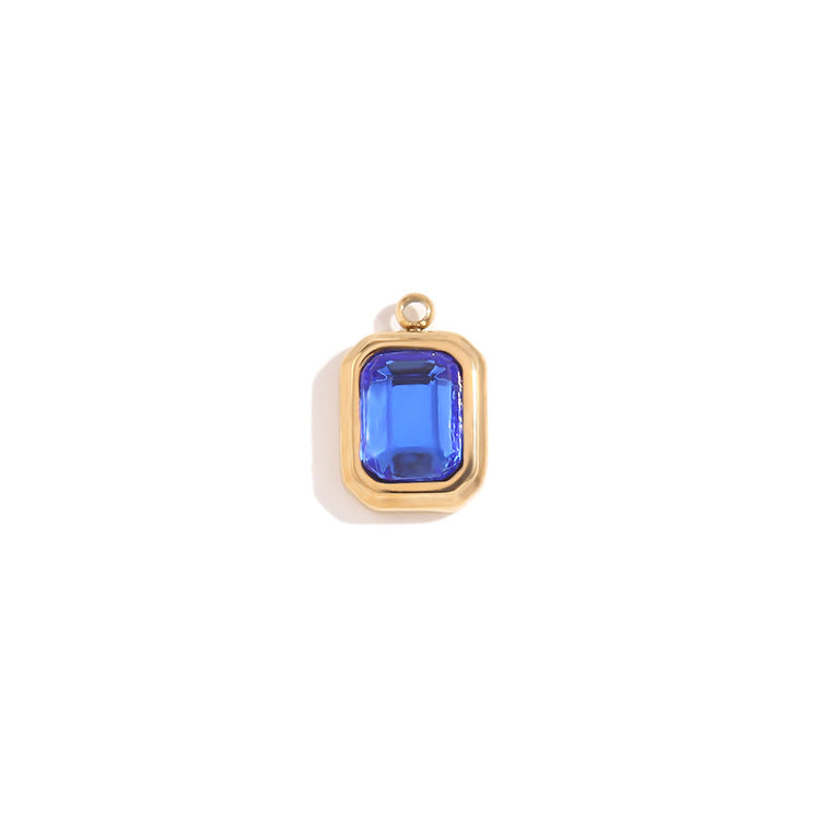 Minimalist Geometric Square Glass Pendant for Women Stainless Steel with 18K Gold Plating