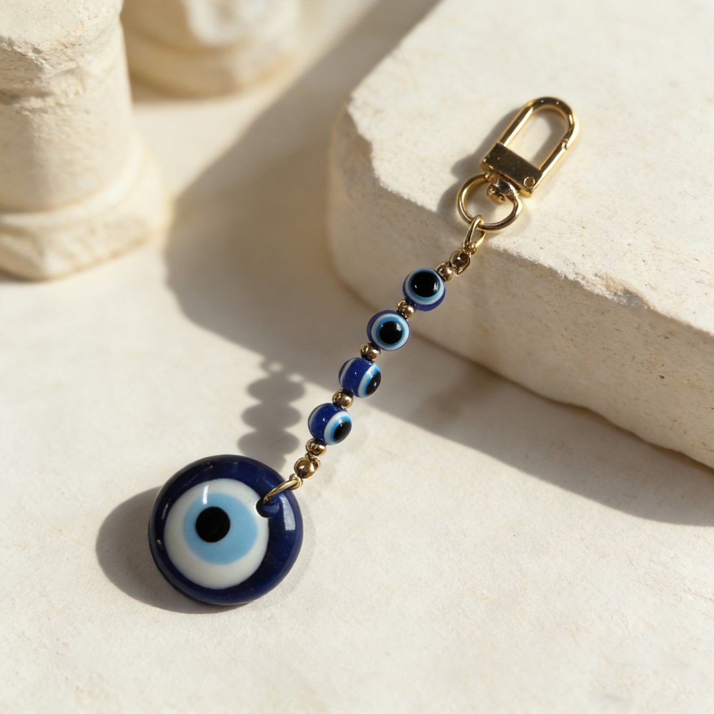 Ethnic Vintage Geometric Round Resin Evil Eye Pendant Keychain Charm