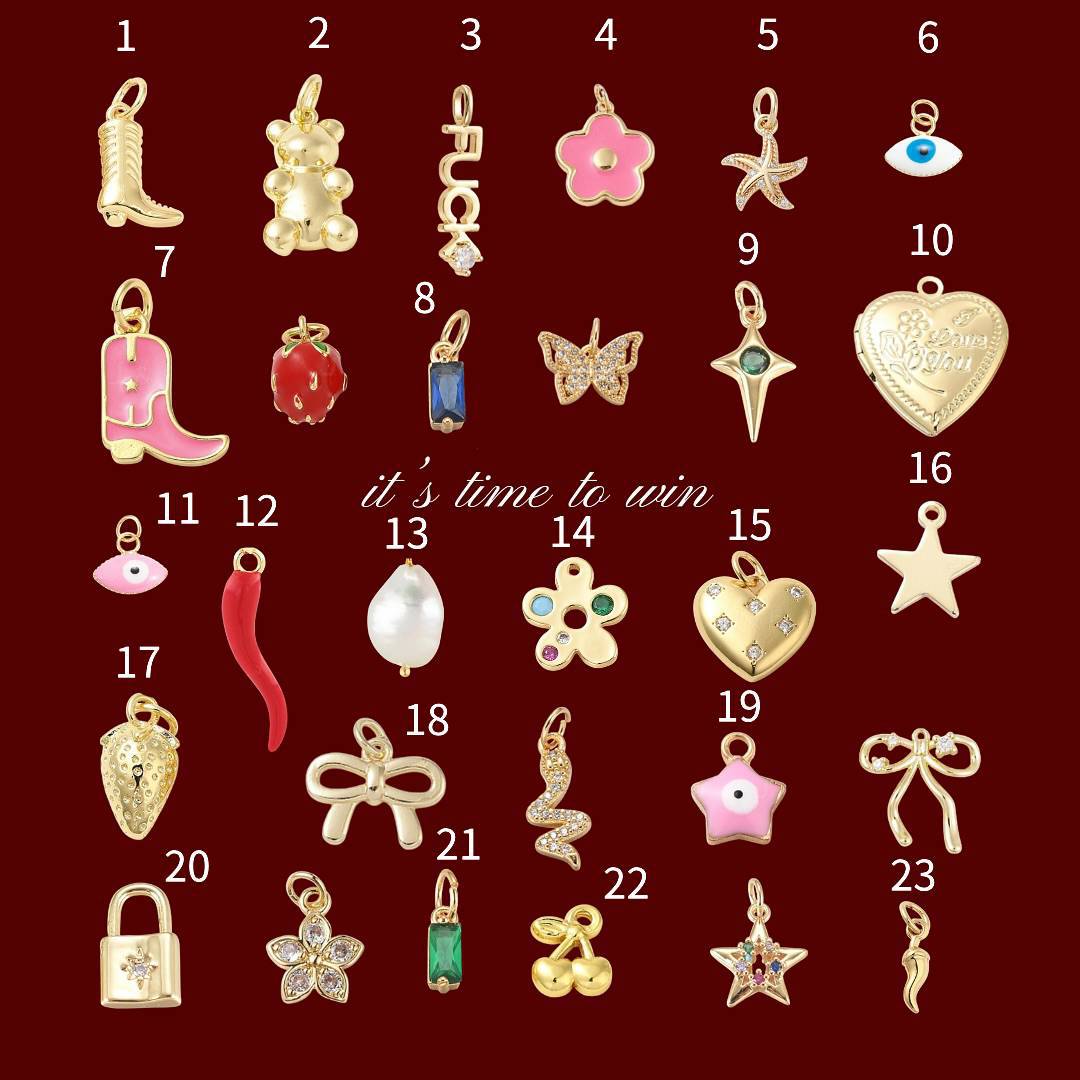 18K Gold Plated Stainless Steel Star Heart Charm Bar