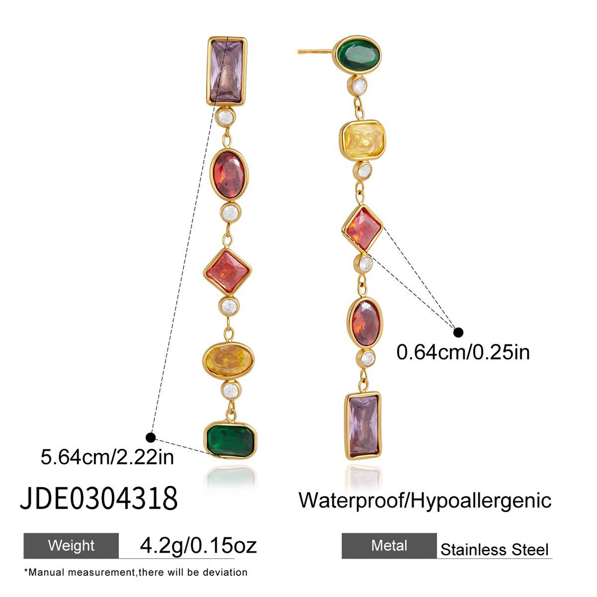 Elegant Geometric Stainless Steel Plated Cubic Zirconia Tassel Earrings for Women