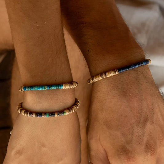 Fashion Round Wood and Natural Gemstone Beaded Bracelet for Unisex