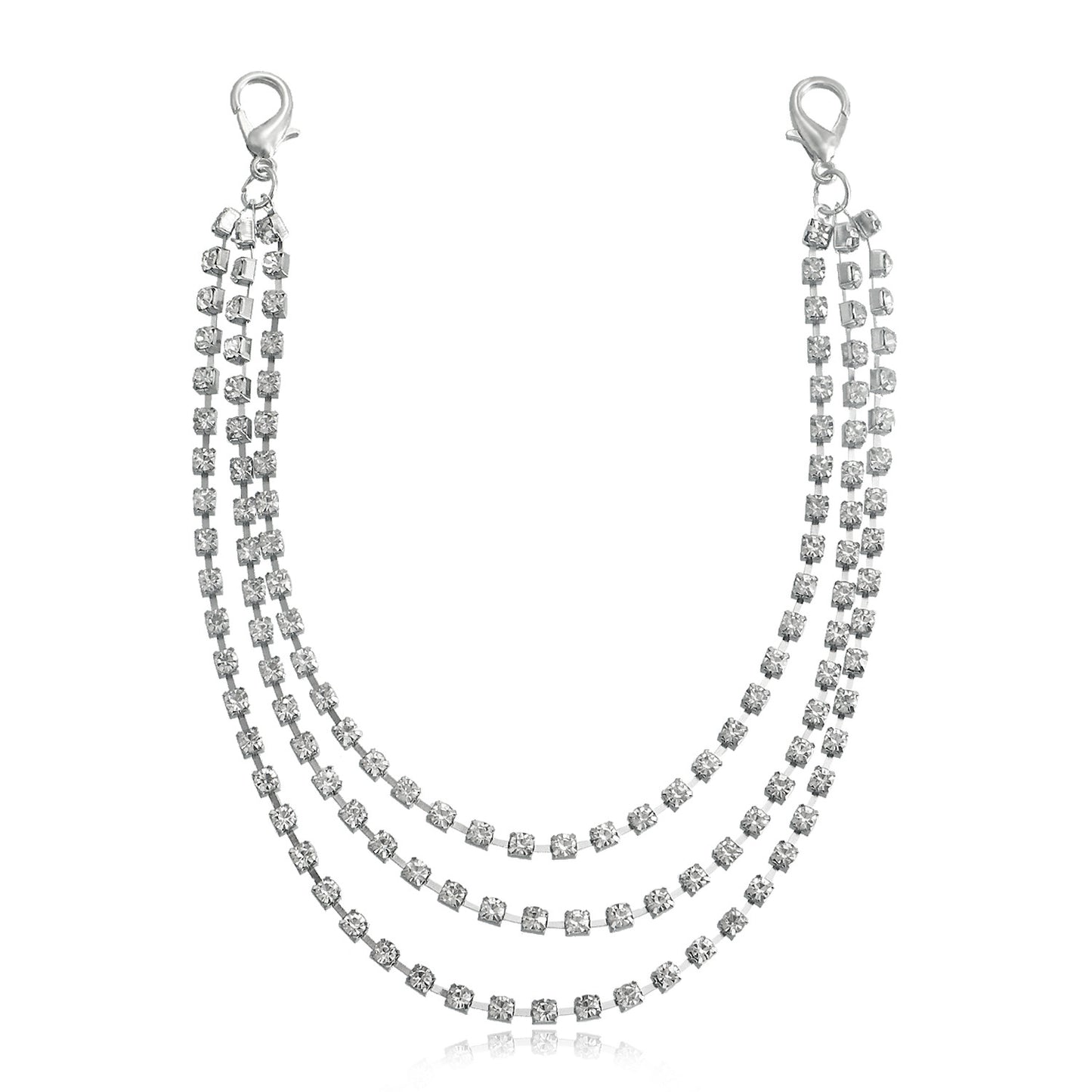 Geometric Alloy Anklet for Women with Claw-Set Rhinestone Accents Trendy Multi-Layer Foot Chain