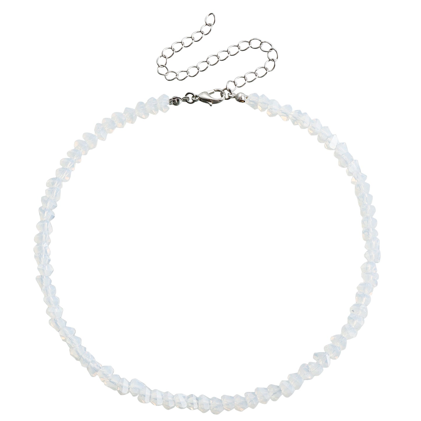 Collar de cuentas de cristal negro estilo geométrico para mujer con acabado chapado y diseño de cadena para clavícula