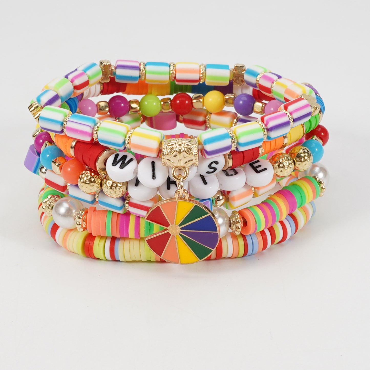 Bohemian Vintage Heart Shape Glass Pendant Multi-layer Bracelet for Women