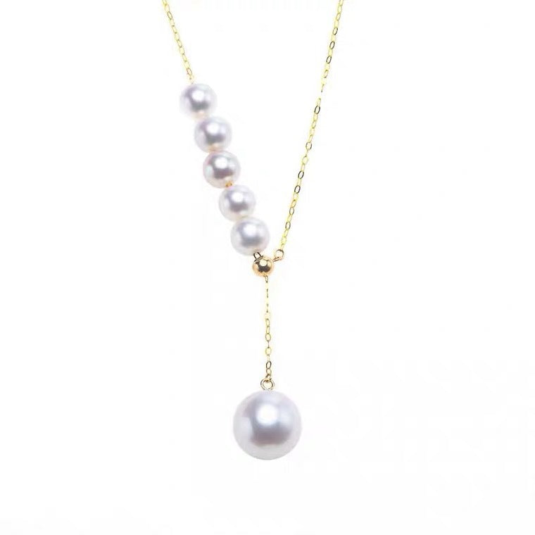 Minimalist Mermaid Tear Pearl Pendant Necklace for Women Titanium Steel Y-Shape Clavicle Chain with Electroplated Finish