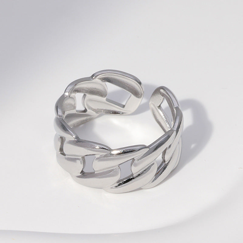 Anello regolabile in acciaio al titanio geometrico minimalista con finitura placcata per uomo e donna