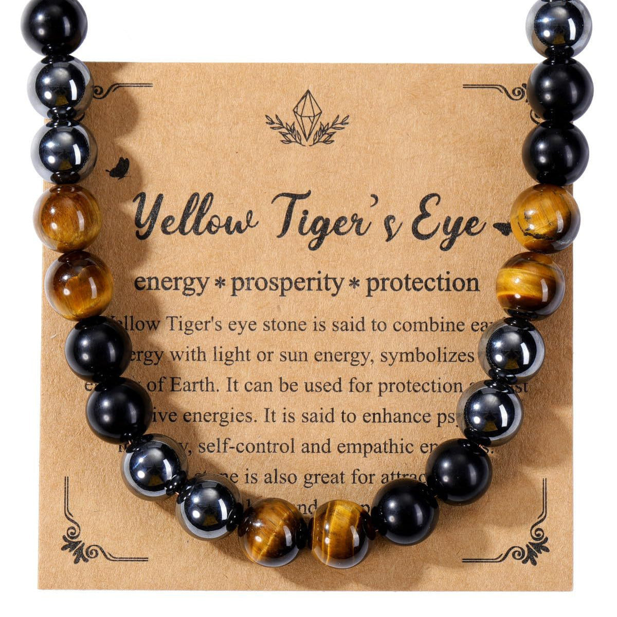 Men's Geometric Tiger's Eye Bead Necklace Natural Stone Ball Chain Pendant
