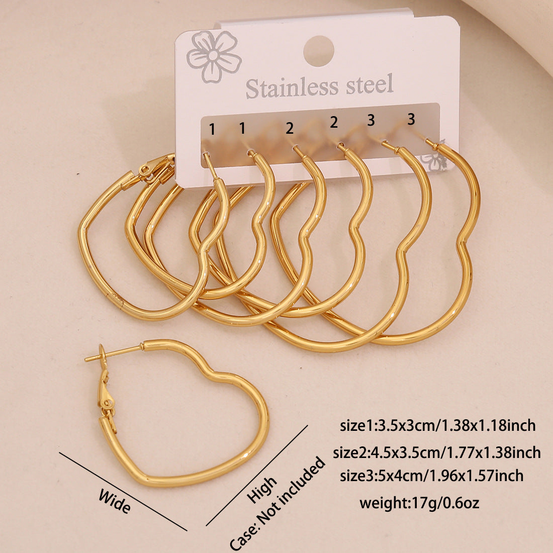 Fashion Geometric Hexagonal Stainless Steel Hoop Earrings with Plated Finish for Women