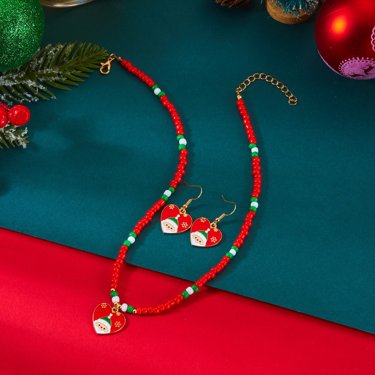 Conjunto de Collar con Colgante de Copo de Nieve y Muñeco de Nieve con Temática Navideña, con Dije de Corazón, Joyería de Aleación de Zinc para Mujeres y Hombres, Accesorio Festivo Hecho a Mano