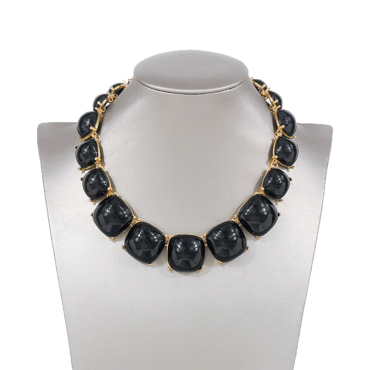 Conjunto de gargantilla geométrica acrílica dulce y atrevida con pendientes a juego para mujer