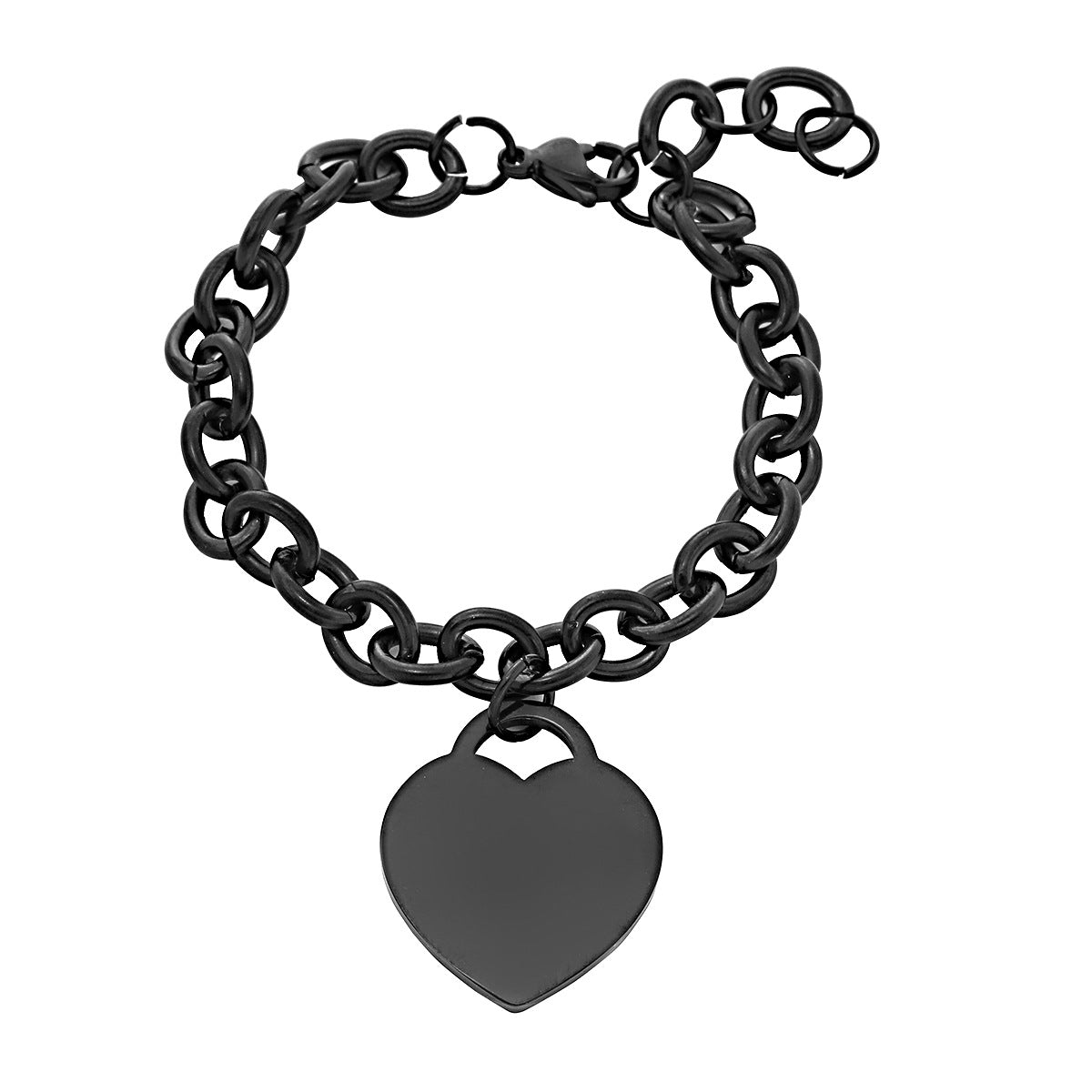 Elegante bracciale da donna minimalista a forma di cuore in acciaio al titanio con lucidatura a specchio e opzione di incisione