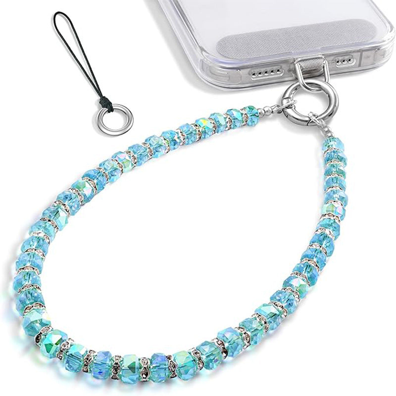 Luxury Business Round Geometric Pearl Crystal Keychain Pendant