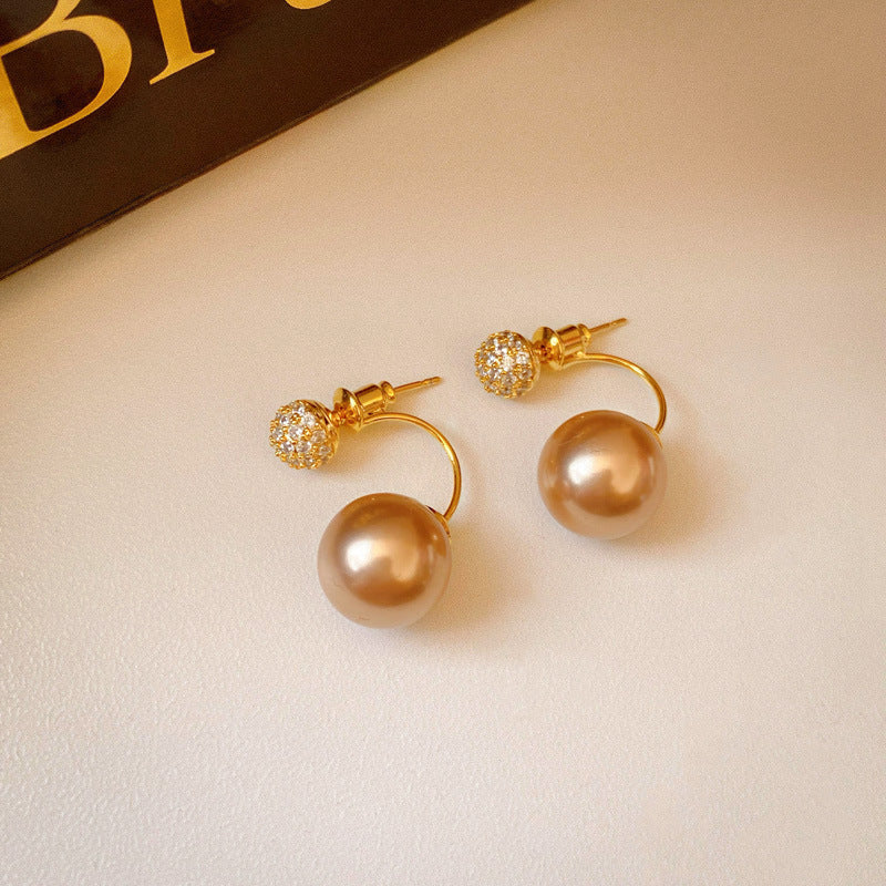 Eleganti Orecchini a Perno da Donna in Stile Francese Vintage con Zirconi Geometrici e Perle Imitazione