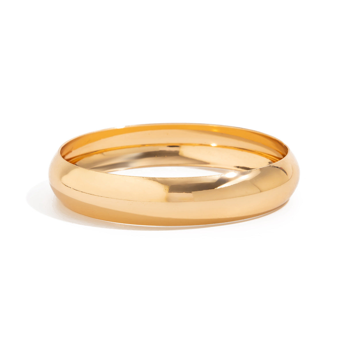Minimalist Geometric Acrylic and Metal Wide Bangle Bracelet for Women with Polished Curved Surface and Plated Finish