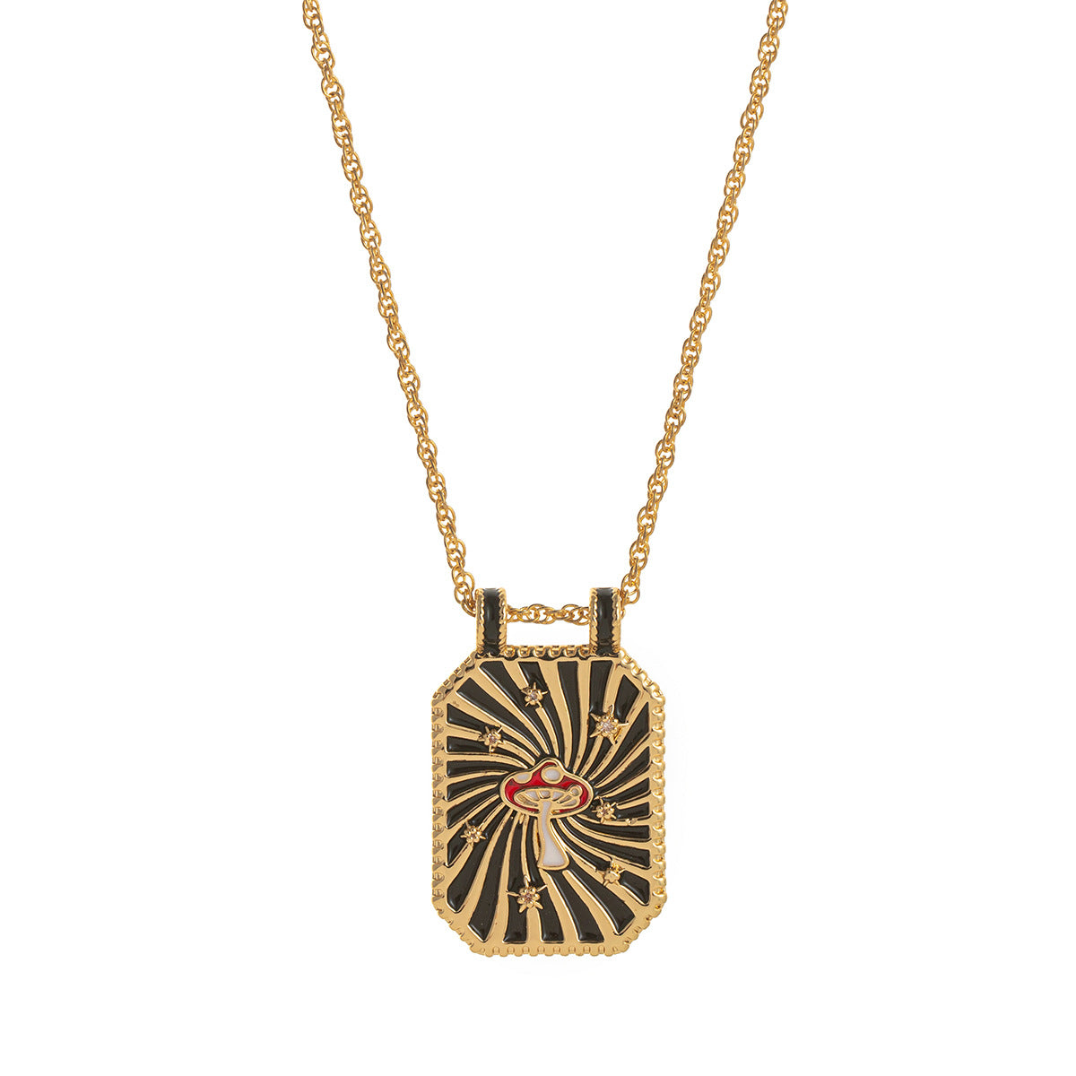 Retro Bohemian Tarot Sun Moon Star Pendant Necklace with Copper Chain and Mixed Gemstone Inlay