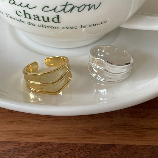 Anello da donna in argento sterling 925, minimalista, con cuore geometrico e fascia larga