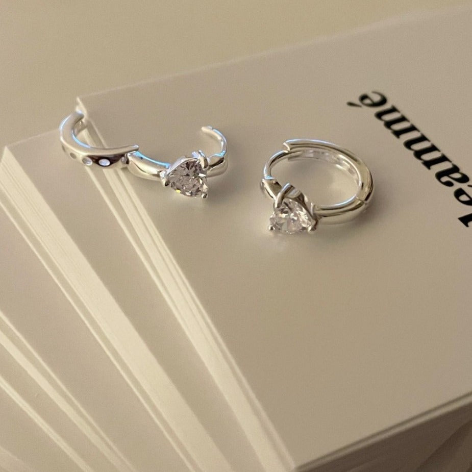 Minimalist Star-Shaped S925 Sterling Silver Hoop Earrings with Cubic Zirconia Inlay