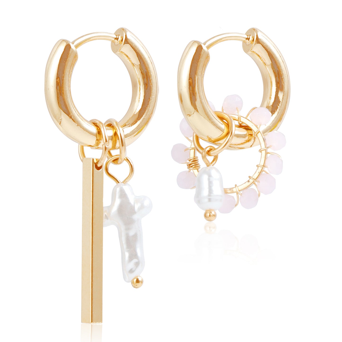 Geometric Woven Crystal Hoop Earrings for Women with Plated Finish Minimalist Fashion Accessory