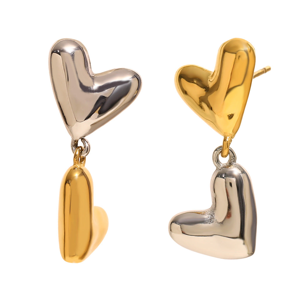Minimalist Fashion Heart-Shaped 316L Stainless Steel Earrings with 18K Gold Plating for Women