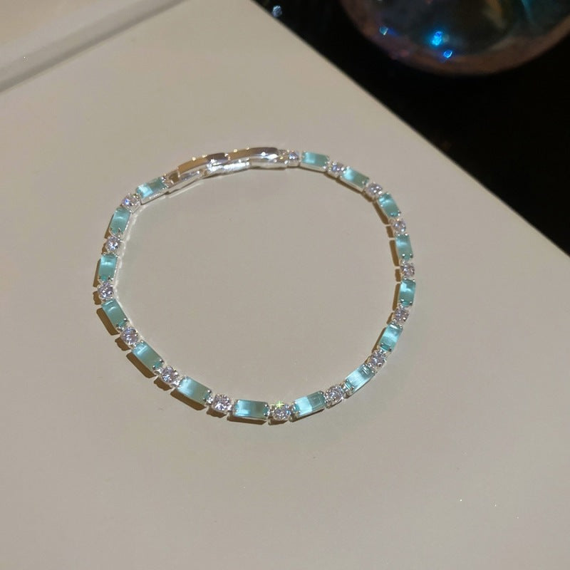Luxury Elegant Brass Plated Crystal Cubic Zirconia Beaded Bracelet for Women