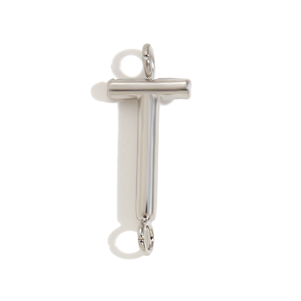 Minimalist 18K Gold Plated Stainless Steel Letter Charm Bar