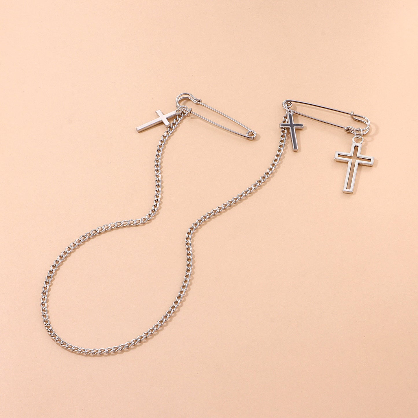 Minimalist Cross Geometric Pendant Brooch Unisex Alloy Plated Jewelry Vintage Fashion Accessory