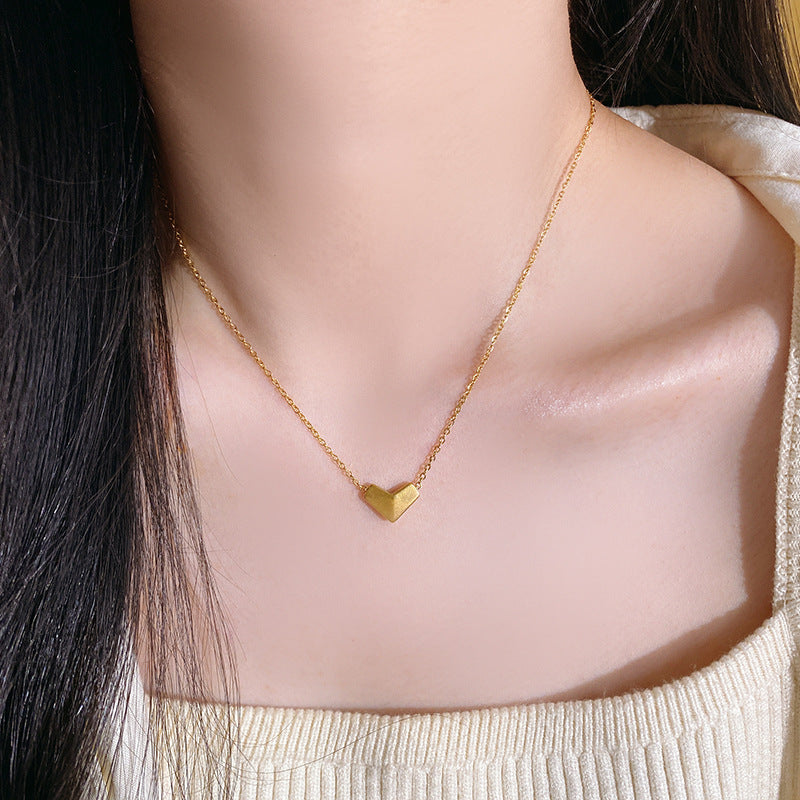 Minimalist 3D Heart Paper Airplane Titanium Steel Necklace for Women and Men
