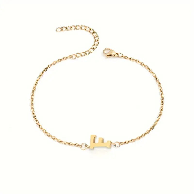 Braccialetto Minimalista con Lettera in Acciaio Inossidabile Placcato Oro Unisex A-Z