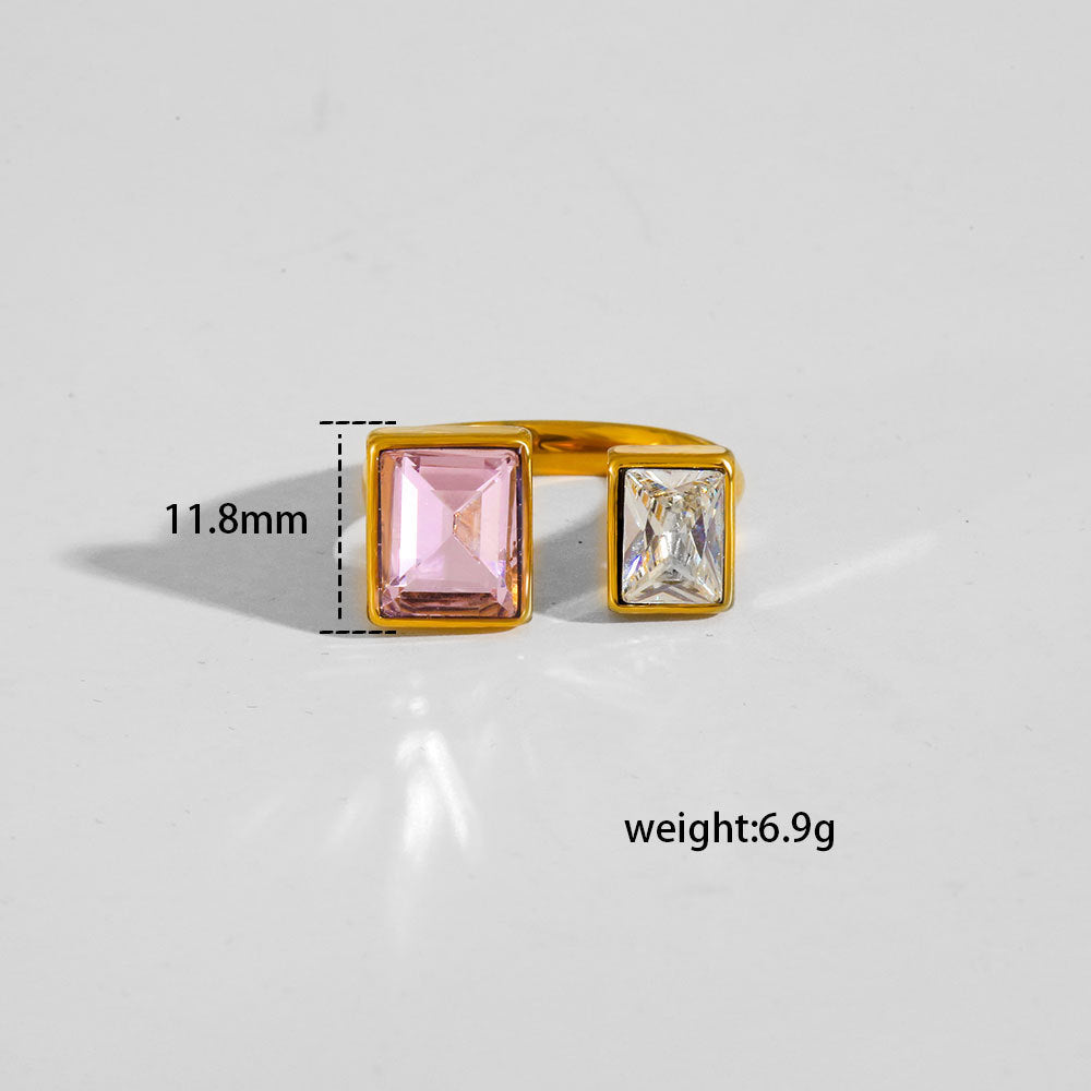 Anello regolabile in acciaio al titanio placcato oro 18 carati vintage con zircone a goccia da uomo e da donna