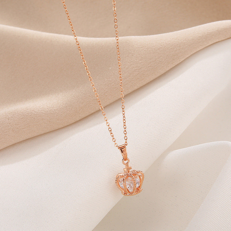 Collana Originale da Donna con Catena a Serpente in Acciaio al Titanio Geometrico e Intarsi in Strass