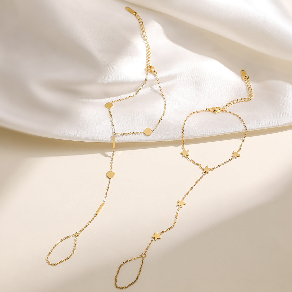 Geometric Gold Plated Stainless Steel Hand Chain for Women