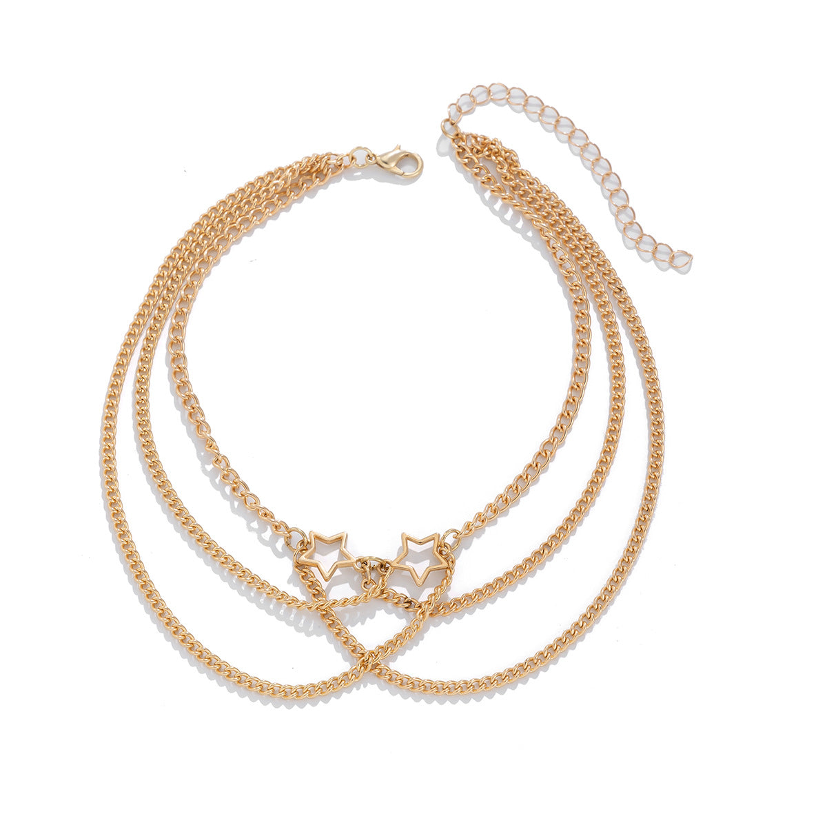 Cadena de brazo de aleación con forma de estrella geométrica estilo punk con acabado chapado para mujer, pulsera ajustable