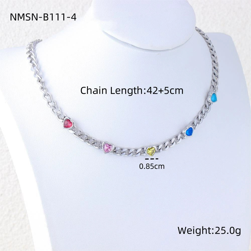 Collana con Ciondolo a Cuore Minimalista alla Moda in Acciaio Inossidabile con Finitura Placcata da Donna