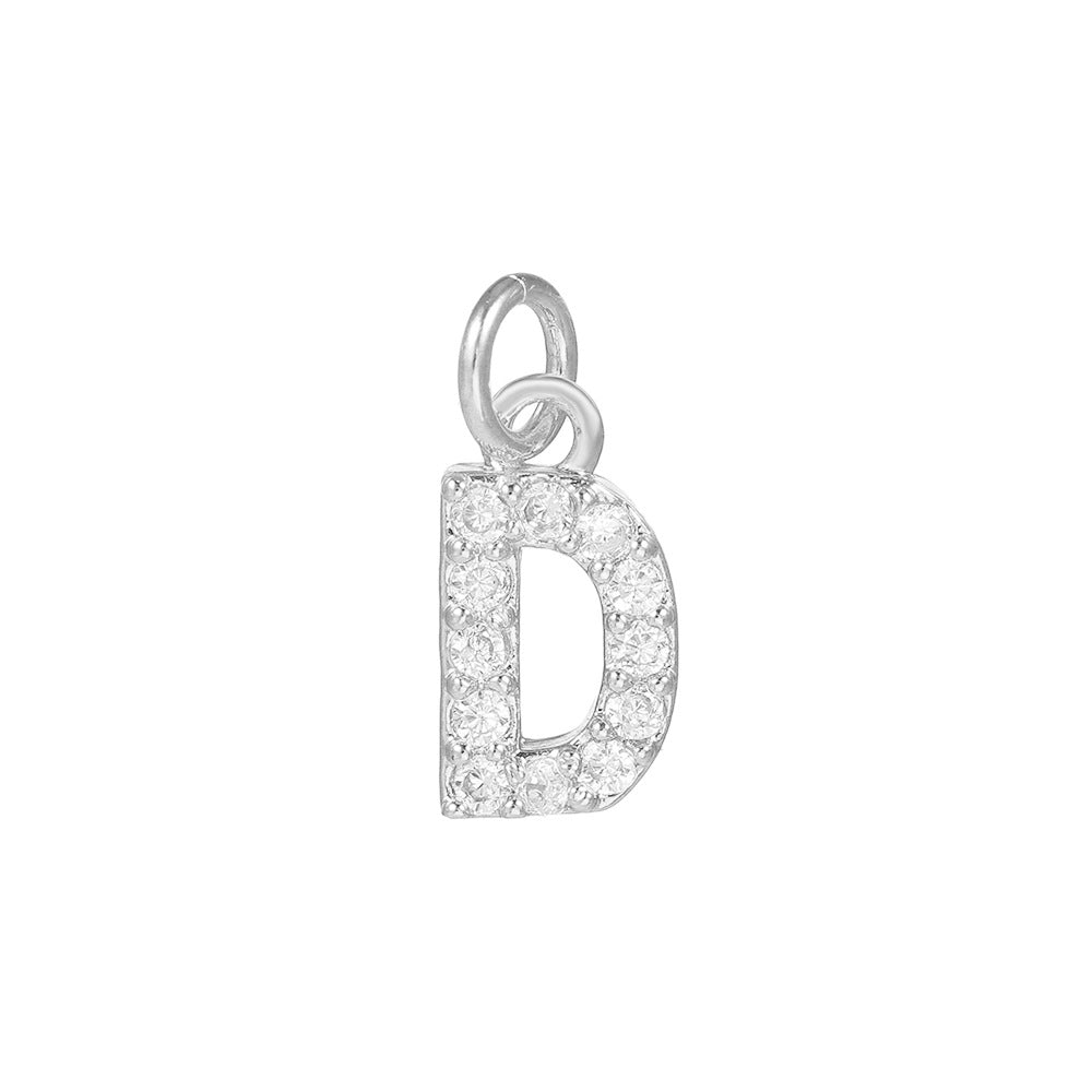 18K Gold Plated Brass Letter Cubic Zirconia Inlay Charm Bar