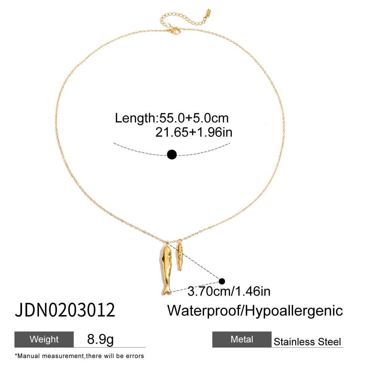 Fish Shape Titanium Steel Pendant Stainless Steel Plated Necklace and Earring Set for Women