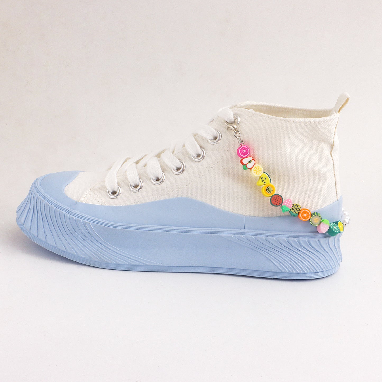 Minimalist Geometric Alloy Anklet with Colorful Polymer Clay Fruit and Imitation Pearl Accents for Women