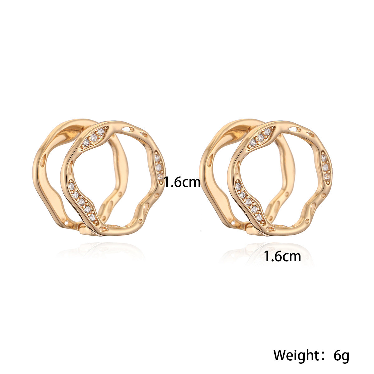 Minimalist Elegant Geometric Brass Gold Plated Cubic Zirconia Earrings