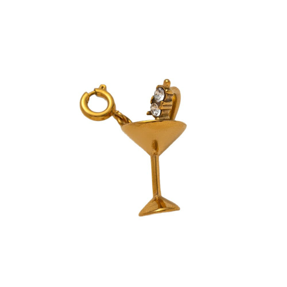 Vintage 18K Gold Plated Stainless Steel Guitar Bag Charm Bar for Women