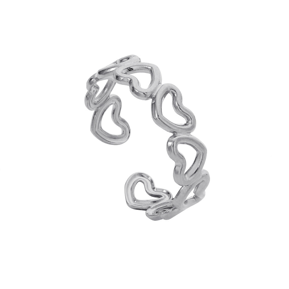 Minimalist Hip-hop Geometric Round Plated Titanium Steel Double Layer Open Ring