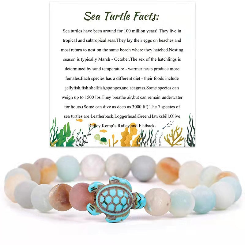 Minimalist Animal Turtle Turquoise Beaded Bracelet Unisex