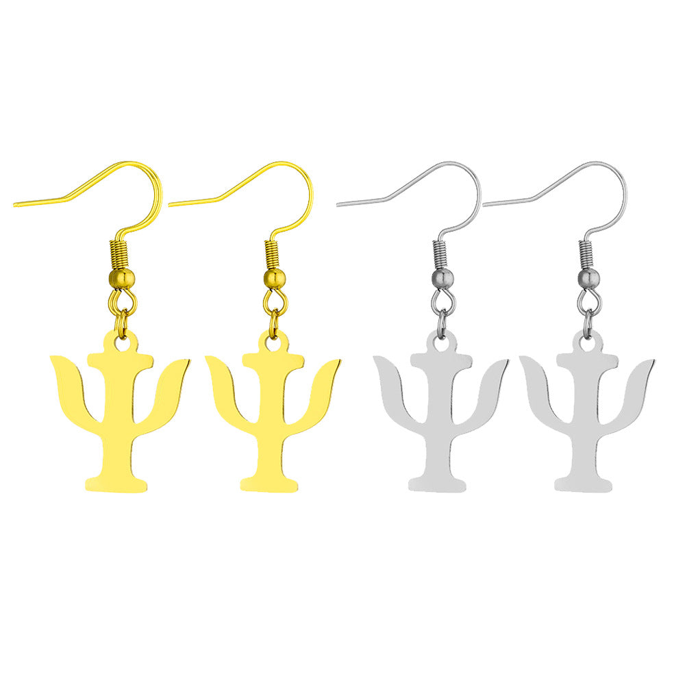 Pendientes colgantes con símbolo psicológico geométrico casual de acero inoxidable con acabado chapado para mujer
